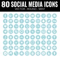 Mint social media icons - for web design and graphic design Royalty Free Stock Photo