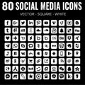 Square social media icons - for web design and graphic design - Vector white Royalty Free Stock Photo