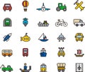 Icons related to transport Royalty Free Stock Photo