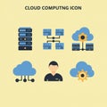 Icons representing cloud computing concepts on a light yellow background. The top Royalty Free Stock Photo