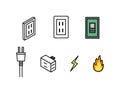 Icons representing outlets, plugs and power strips