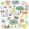 Icons, ribbons and speech bubbles with dialog words Royalty Free Stock Photo