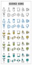 Icons science vector color black blue Yellow green on white back Royalty Free Stock Photo