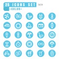 icons sea color thin white in the circle blue on white background Royalty Free Stock Photo