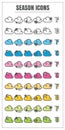 Icons season color blck blue pink Yellow green vector on white b Royalty Free Stock Photo