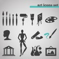 Icons set of art supplies for painting