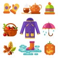 Icons set of Autumn symbols Royalty Free Stock Photo