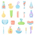 Icons set of baby hygiene accessories