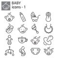 Icons set - Baby toys, feeding and care Royalty Free Stock Photo