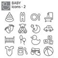 Icons set - Baby toys, feeding and care Royalty Free Stock Photo