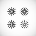 Icons set of black snowflakes. Vector isolated illustration Royalty Free Stock Photo