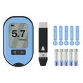 Icons Set with blood glucose meter insulin pen syringe isolated vector illustration Royalty Free Stock Photo