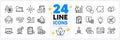 Icons set of Calendar, Accounting report and Digestion line icons. For web app. Vector
