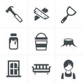 Icons set carpenter