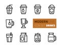 Icons set of coffee and tea - takeaway cups