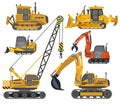 Icons set of construction machinery Royalty Free Stock Photo