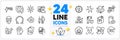 Icons set of 360 degrees, Full rotation and Timer line icons. For web app. Vector