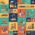 Icons Set With Different Types Of Industrial