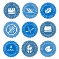 Icons set of fabric features. Royalty Free Stock Photo