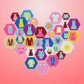 Icons set of fashion Men's and Women Clothes Royalty Free Stock Photo