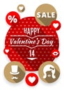 Icons set flat valentines, love symbols