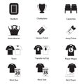 Icons set of football or soccer in flat design for football infographic. Vector. Royalty Free Stock Photo