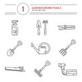 Icons set of garden work tools Royalty Free Stock Photo