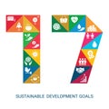 17 Icons Set. Sustainable Development Goals. Royalty Free Stock Photo