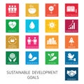 Sustainable Development Goals. Flat style icons Royalty Free Stock Photo