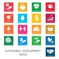 Sustainable Development Goals. Flat style icons Royalty Free Stock Photo