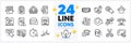 Icons set of Group, Phone timing and Get box line icons. For web app. Vector