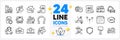 Icons set of 24h service, Swipe up and Voicemail line icons. For web app. Vector