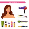 Icons set of hair styling tools Royalty Free Stock Photo