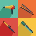 Icons set of hair styling tools icons Royalty Free Stock Photo