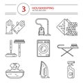 Icons set of housekeeping work tools Royalty Free Stock Photo