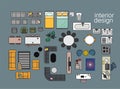 Vector interior design floor plan. home house top view. collection set elements. in color. Royalty Free Stock Photo