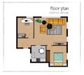 Vector interior design floor plan. home house top view. collection set elements. in color. Royalty Free Stock Photo