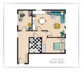 Vector interior design floor plan. home house top view. collection set elements. in color. Royalty Free Stock Photo