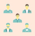 Icons set of medical employees in modern flat design style Royalty Free Stock Photo