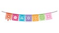 Icons set of mexican garland over white background