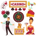 Icons set play in casino. Royalty Free Stock Photo