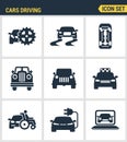 Icons set premium quality of cars driving transportation transport car automobile. Modern pictogram collection flat Royalty Free Stock Photo