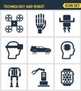 Icons set premium quality of future technology and artificial intelligent robot. Modern pictogram collection flat design