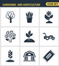 Icons set premium quality of gardening and horticulture seeds flower floral flora. Modern pictogram collection flat design style