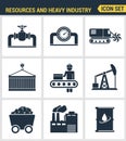 Icons set premium quality of heavy industry, power plant, mining resources. Modern pictogram collection flat design style symbol Royalty Free Stock Photo