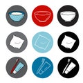 Icons set. . round elements. red blue color flat style Royalty Free Stock Photo