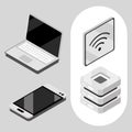 icons set wireless tech
