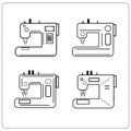 Icons sewing machines set linear sewing business Royalty Free Stock Photo