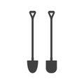 Icons of shovel and bayonet shovels. Vector on white background