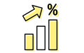 Icons showing interest rates and yield increases, simple line drawing illustrations